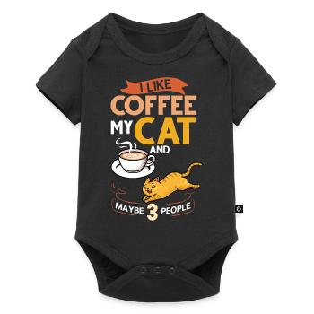 Cafetière Chat Machine Chaton Tasse Grains - Body à manches courtes Premium Bébé - noir - Devant