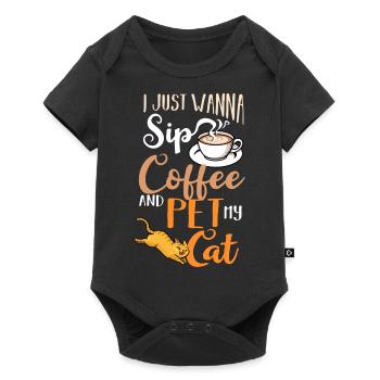 Cafetière Chat Machine Chaton Tasse Grains - Body à manches courtes Premium Bébé - noir - Devant