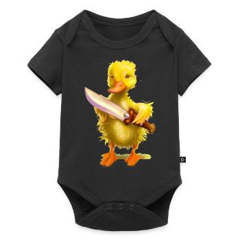 Drôle de bébé canard tenant un couteau - Body à manches courtes Premium Bébé - noir - Devant