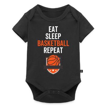Manger dormir Basketball Répéter - Body à manches courtes Premium Bébé - noir - Devant