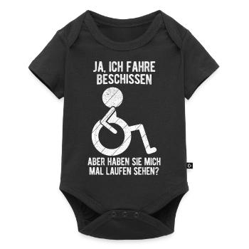 Rollstuhl Rollstuhlfahrer Lustiger Spruch Design R - Baby Premium Kurzarmbody - Schwarz - Vorne