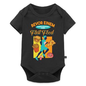 Lustiges Marathon Läufer Laufen Cross Country - Baby Premium Kurzarmbody - Schwarz - Vorne