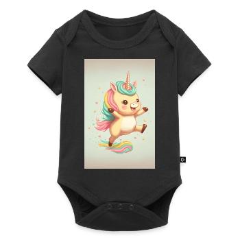Happy baby unicorn - Baby Premium short-sleeve bodysuit - black - Front