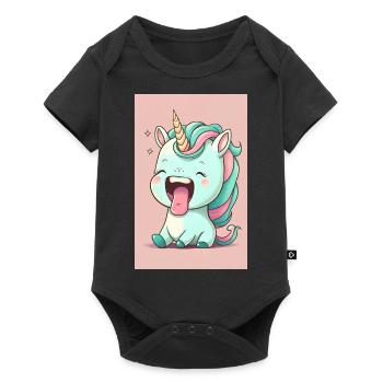 Bébé licorne - Body à manches courtes Premium Bébé - noir - Devant