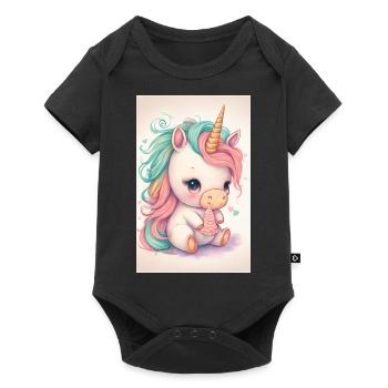 Bébé licorne - Body à manches courtes Premium Bébé - noir - Devant
