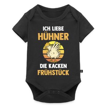 Ich Liebe Hühner Die Kacken Frühstück - Baby Premium Kurzarmbody - Schwarz - Vorne