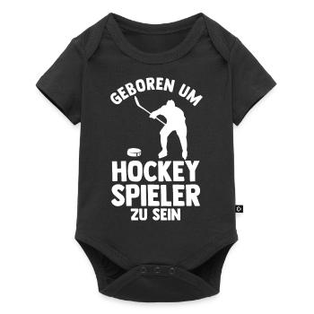 Eishockey Hockeyspieler Hockey - Baby Premium Kurzarmbody - Schwarz - Vorne