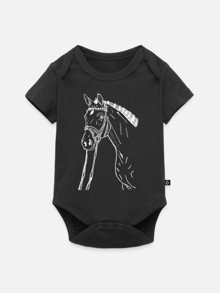 Pferd - Baby Premium Kurzarmbody - Schwarz