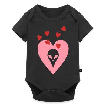 Alien Herzchen - Baby Premium Kurzarmbody - Schwarz - Vorne