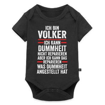 Volker - Baby Premium Kurzarmbody - Schwarz - Vorne