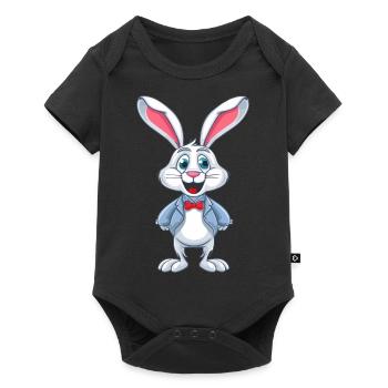Süßer Cartoon Hase - Baby Premium Kurzarmbody - Schwarz - Vorne