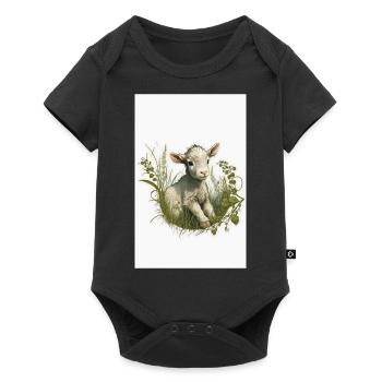Baby goat in gras Little lamp for Easter - Baby Premium Kurzarmbody - Schwarz - Vorne
