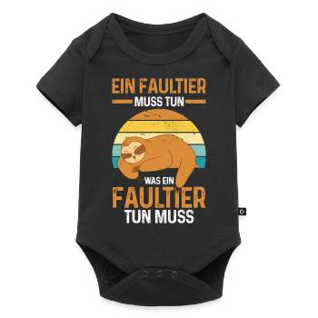 Faultier - Baby Premium Kurzarmbody - Schwarz - Vorne