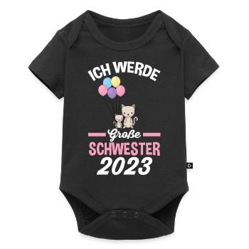 Katze Schwester 2023 - Baby Premium Kurzarmbody - Schwarz - Vorne