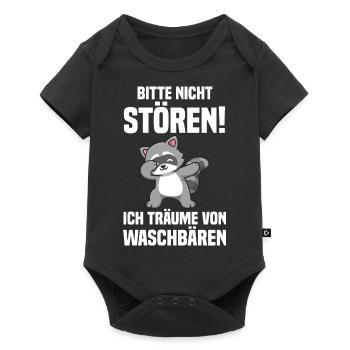 Tiermotiv Dabbing Waschbär - Baby Premium Kurzarmbody - Schwarz - Vorne