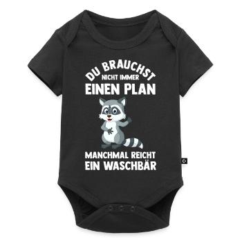 Tiermotiv Waschbär - Baby Premium Kurzarmbody - Schwarz - Vorne