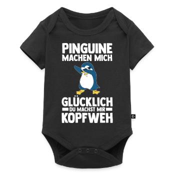 Tiermotiv Pinguin - Baby Premium Kurzarmbody - Schwarz - Vorne