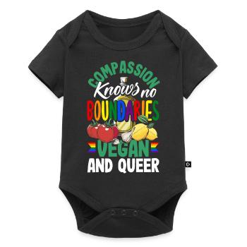 Compassion knows no boundaries - vegan and queer - Baby Premium short-sleeve bodysuit - black - Front