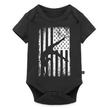 Turnen Gymnsatik US Flagge Turntrainer Geschenk T - Baby Premium Kurzarmbody - Schwarz - Vorne