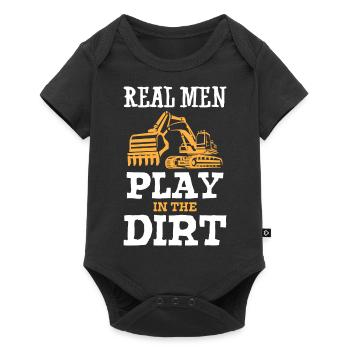 Real Men Play In The Dirt Excavator - Baby Premium Kurzarmbody - Schwarz - Vorne