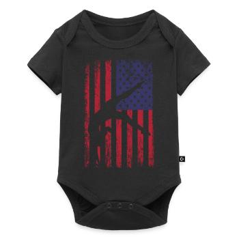 Turnen Gymnsatik US Flagge Turntrainer Sportverein - Baby Premium Kurzarmbody - Schwarz - Vorne