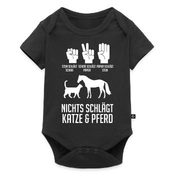 Katzen Pferdeliebhaber Katzenliebhaber Pferde - Baby Premium Kurzarmbody - Schwarz - Vorne