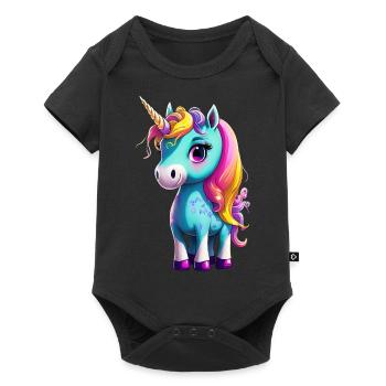 Einhorn / Unicorn Design - Baby Premium Kurzarmbody - Schwarz - Vorne