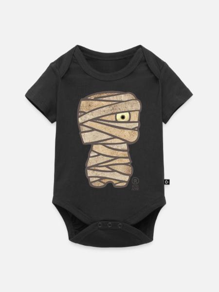 "mummy" - Kleines MONSTER (Mumie) Leinenoptik - Baby Premium Kurzarmbody - Schwarz