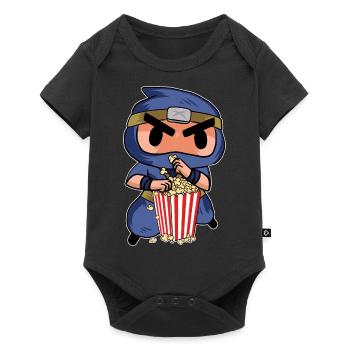 Popcorn Ninja Enfants Drôle de théâtre Cinéma Snack Movi - Body à manches courtes Premium Bébé - noir - Devant