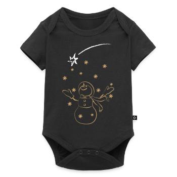 Bonhomme de neige de Noël - Body à manches courtes Premium Bébé - noir - Devant
