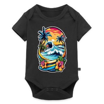 Surfing Beach Palm Tree Sunshine Holidays - Baby Premium short-sleeve bodysuit - black - Front