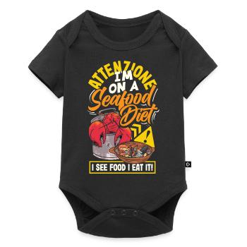 Attenzione Seafood Diet Funny Foodie Lover - Baby Premium short-sleeve bodysuit - black - Front