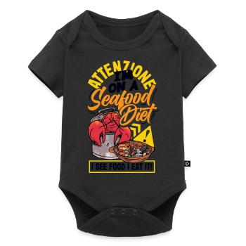 Attenzione Seafood Diet Funny Foodie Lover - Baby Premium short-sleeve bodysuit - black - Front