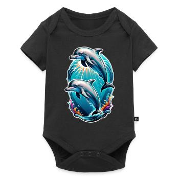 dauphin et ocean - Body à manches courtes Premium Bébé - noir - Devant