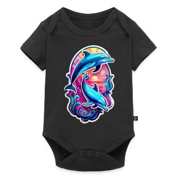 dauphin et ocean - Body à manches courtes Premium Bébé - noir - Devant