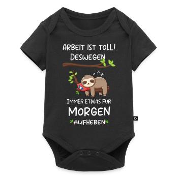 lustiges Faultiermotiv mit tollem Spruch - Baby Premium Kurzarmbody - Schwarz - Vorne
