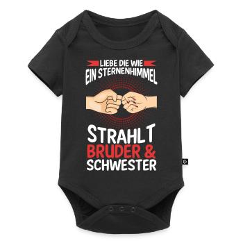 Geschwister Bruder und Schwester - Baby Premium Kurzarmbody - Schwarz - Vorne