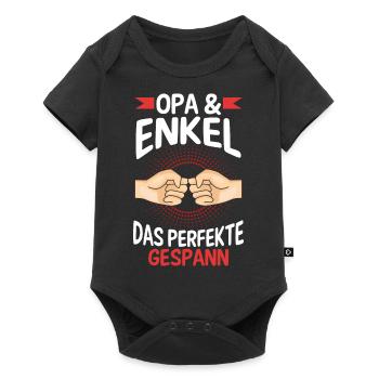 Großvater Opa und Enkel - Baby Premium Kurzarmbody - Schwarz - Vorne