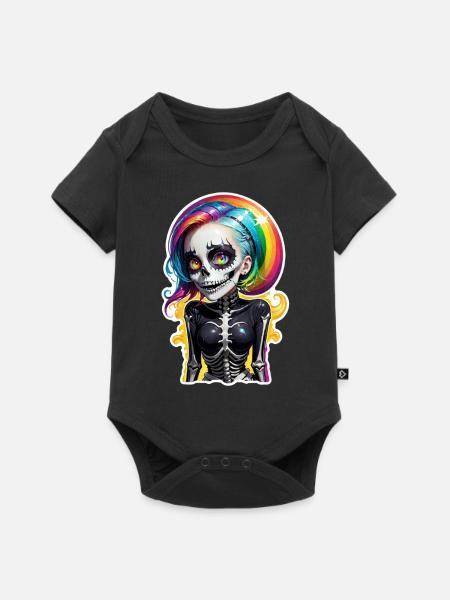 Halloween - Rock & Regenbogen - Baby Premium Kurzarmbody - Schwarz
