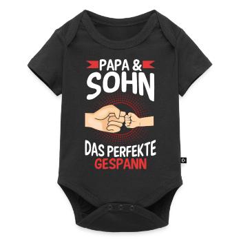 Papa Sohn Vater Familie Geschenk - Baby Premium Kurzarmbody - Schwarz - Vorne