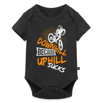 Downhill Because Uphill Sucks Geschenk MTB Biker R - Baby Premium Kurzarmbody - Schwarz - Vorne