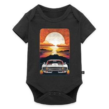 voiture vintage couché de soleil - Body à manches courtes Premium Bébé - noir - Devant