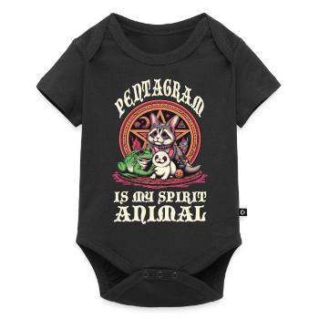 Satan Is My Spirit Animal Pentagram Funny Animals - Baby Premium short-sleeve bodysuit - black - Front