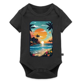 plage vacances soleil mer - Body à manches courtes Premium Bébé - noir - Devant
