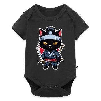 Ninja Cat - Samurai Kitten - Baby Premium short-sleeve bodysuit - black - Front