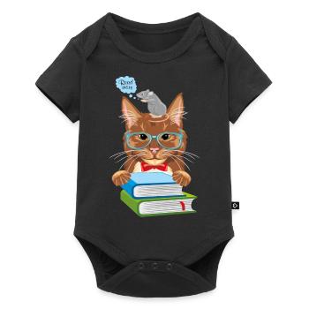 Intelligent cat and mouse with books - Baby Premium short-sleeve bodysuit - black - Front