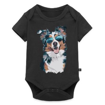 Berger australien avec lunettes de soleil - Body à manches courtes Premium Bébé - noir - Devant