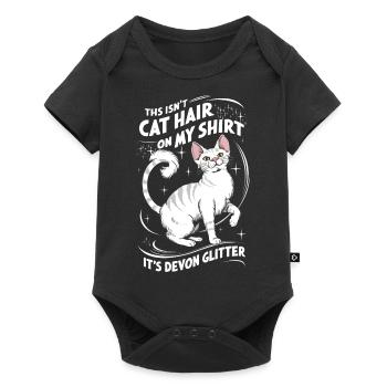 Katze Devon Rex Geschenk - Baby Premium Kurzarmbody - Schwarz - Vorne