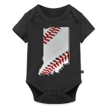 Indiana (United States) | real baseball | Map - Baby Premium short-sleeve bodysuit - black - Front