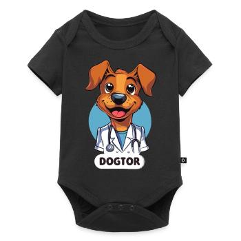 Adorable Puppy Doctor in Cartoon Style - Baby Premium short-sleeve bodysuit - black - Front